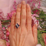 Ellibelle Jewellery Vintage 1970s Sapphire & Diamond White Gold Dress Ring