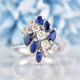 Ellibelle Jewellery Vintage 1970s Sapphire & Diamond White Gold Dress Ring
