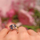 Ellibelle Jewellery Vintage 1970s Sapphire & Diamond White Gold Dress Ring