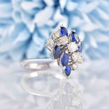 Ellibelle Jewellery Vintage 1970s Sapphire & Diamond White Gold Dress Ring