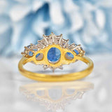 Ellibelle Jewellery Vintage 1970s Teal Sapphire & Diamond Triple Cluster Ring