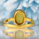 Ellibelle Jewellery Vintage 1971 Natural Australian Opal & Diamond 18ct Gold Oval Cluster Ring