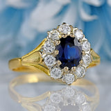 Ellibelle Jewellery Vintage 1971 Sapphire & Diamond 18ct Gold Cluster Ring