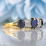 Ellibelle Jewellery Vintage 1971 Sapphire & Diamond 18ct Gold Seven-Stone Ring