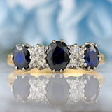 Ellibelle Jewellery Vintage 1971 Sapphire & Diamond 18ct Gold Seven-Stone Ring