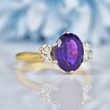 Ellibelle Jewellery Vintage 1973 Amethyst & Diamond 18ct Gold Ring