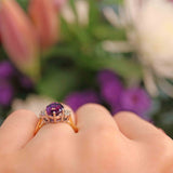 Ellibelle Jewellery Vintage 1973 Amethyst & Diamond 18ct Gold Ring