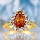 Ellibelle Jewellery Vintage 1973 Madeira Citrine & Diamond 18ct Gold Pear Cluster Ring