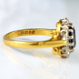 Ellibelle Jewellery Vintage 1973 Sapphire & Diamond 18ct Gold Cluster Ring