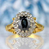 Ellibelle Jewellery Vintage 1973 Sapphire & Diamond 18ct Gold Cluster Ring