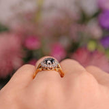 Ellibelle Jewellery Vintage 1973 Sapphire & Diamond 18ct Gold Cluster Ring