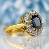 Ellibelle Jewellery Vintage 1973 Sapphire & Diamond 18ct Gold Cluster Ring