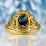 Ellibelle Jewellery Vintage 1973 Sapphire & Diamond 18ct Gold Cluster Ring