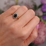 Ellibelle Jewellery Vintage 1973 Sapphire & Diamond 18ct Gold Cluster Ring