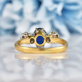 Ellibelle Jewellery Vintage 1973 Sapphire & Diamond 18ct Gold Three-Stone Engagement Ring