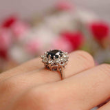 Ellibelle Jewellery Vintage 1973 Sapphire & Diamond 18ct White Gold Cluster Engagement Ring