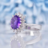 Ellibelle Jewellery Vintage 1974 Amethyst & Diamond 18ct White Gold Cluster Ring
