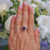 Ellibelle Jewellery Vintage 1974 Amethyst & Diamond 18ct White Gold Cluster Ring