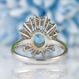 Ellibelle Jewellery Vintage 1974 Aquamarine & Diamond 18ct White Gold Cluster Ring