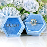 Ellibelle Jewellery Vintage 1974 Aquamarine & Diamond 18ct White Gold Cluster Ring