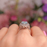 Ellibelle Jewellery Vintage 1974 Aquamarine & Diamond 18ct White Gold Cluster Ring