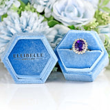 Ellibelle Jewellery Vintage 1975 Amethyst & Diamond 18ct Gold Cluster Ring