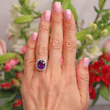 Ellibelle Jewellery Vintage 1975 Amethyst & Diamond 18ct Gold Cluster Ring