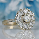 Ellibelle Jewellery Vintage 1975 Diamond 18ct White Gold Cluster Engagement Ring (1.36cts)