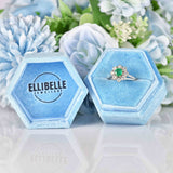 Ellibelle Jewellery Vintage 1975 Emerald & Diamond White Gold Cluster Ring