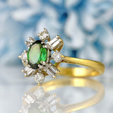 Ellibelle Jewellery Vintage 1975 Green Tourmaline & Diamond 18ct Gold Ring