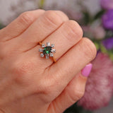 Ellibelle Jewellery Vintage 1975 Green Tourmaline & Diamond 18ct Gold Ring