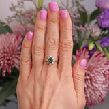 Ellibelle Jewellery Vintage 1975 Green Tourmaline & Diamond 18ct Gold Ring