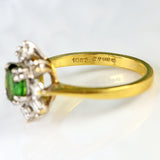 Ellibelle Jewellery Vintage 1975 Green Tourmaline & Diamond 18ct Gold Ring