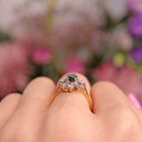 Ellibelle Jewellery Vintage 1975 Green Tourmaline & Diamond 18ct Gold Ring