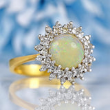 Ellibelle Jewellery Vintage 1975 Opal & Diamond 18ct Gold Cluster Ring