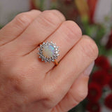 Ellibelle Jewellery Vintage 1975 Opal & Diamond 18ct Gold Cluster Ring