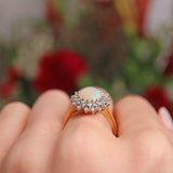 Ellibelle Jewellery Vintage 1975 Opal & Diamond 18ct Gold Cluster Ring
