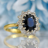 Ellibelle Jewellery Vintage 1975 Sapphire & Diamond 18ct Gold Cluster Ring (2.00cts)