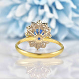 Ellibelle Jewellery Vintage 1975 Sapphire & Diamond 18ct Gold Oval Cluster Ring