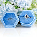 Ellibelle Jewellery Vintage 1975 Sapphire & Diamond 18ct White Gold Cluster Engagement Ring
