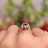 Ellibelle Jewellery Vintage 1975 Sapphire & Diamond 18ct White Gold Cluster Engagement Ring