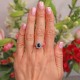 Ellibelle Jewellery Vintage 1975 Sapphire & Diamond 18ct White Gold Cluster Engagement Ring