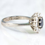 Ellibelle Jewellery Vintage 1975 Sapphire & Diamond 18ct White Gold Cluster Engagement Ring