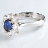 Ellibelle Jewellery Vintage 1975 Sapphire & Diamond 18ct White Gold Cluster Ring (0.80cts)