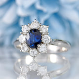 Ellibelle Jewellery Vintage 1975 Sapphire & Diamond 18ct White Gold Cluster Ring (0.80cts)