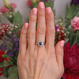 Ellibelle Jewellery Vintage 1975 Sapphire & Diamond 18ct White Gold Cluster Ring (0.80cts)
