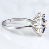 Ellibelle Jewellery Vintage 1975 Sapphire & Diamond 18ct White Gold Star-Shaped Cluster Ring
