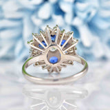 Ellibelle Jewellery Vintage 1975 Sapphire & Diamond White Gold Cluster Ring