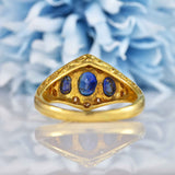 Ellibelle Jewellery Vintage 1975 Victorian Style Sapphire & Diamond 18ct Gold Ring