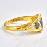 Ellibelle Jewellery Vintage 1975 Victorian Style Sapphire & Diamond 18ct Gold Ring
